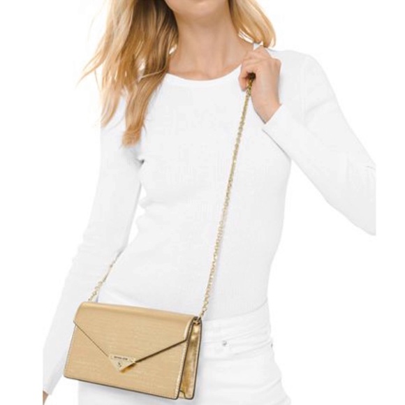 Michael Kors Handbags - Michael Kors - Grace Metallic Leather Clutch